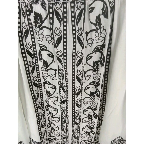 Chelsea Studio Dress Size 1X Mini Black/White Floral Cotton Beaded - Picture 5 of 10